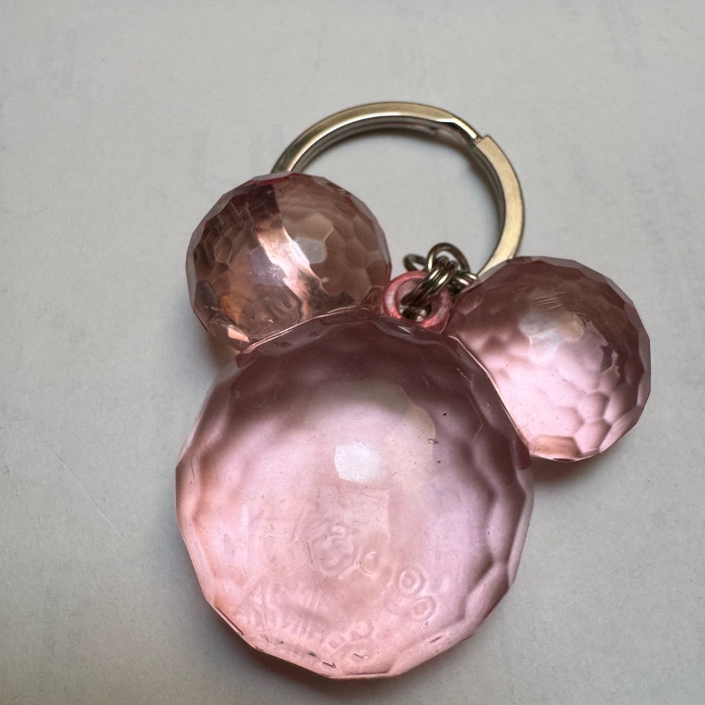 Disney Parks Pink Mickey acrylic faceted keychain